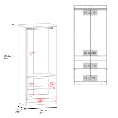 Wenge 2-Door Wardrobe with Shelves - Bedroom Storage