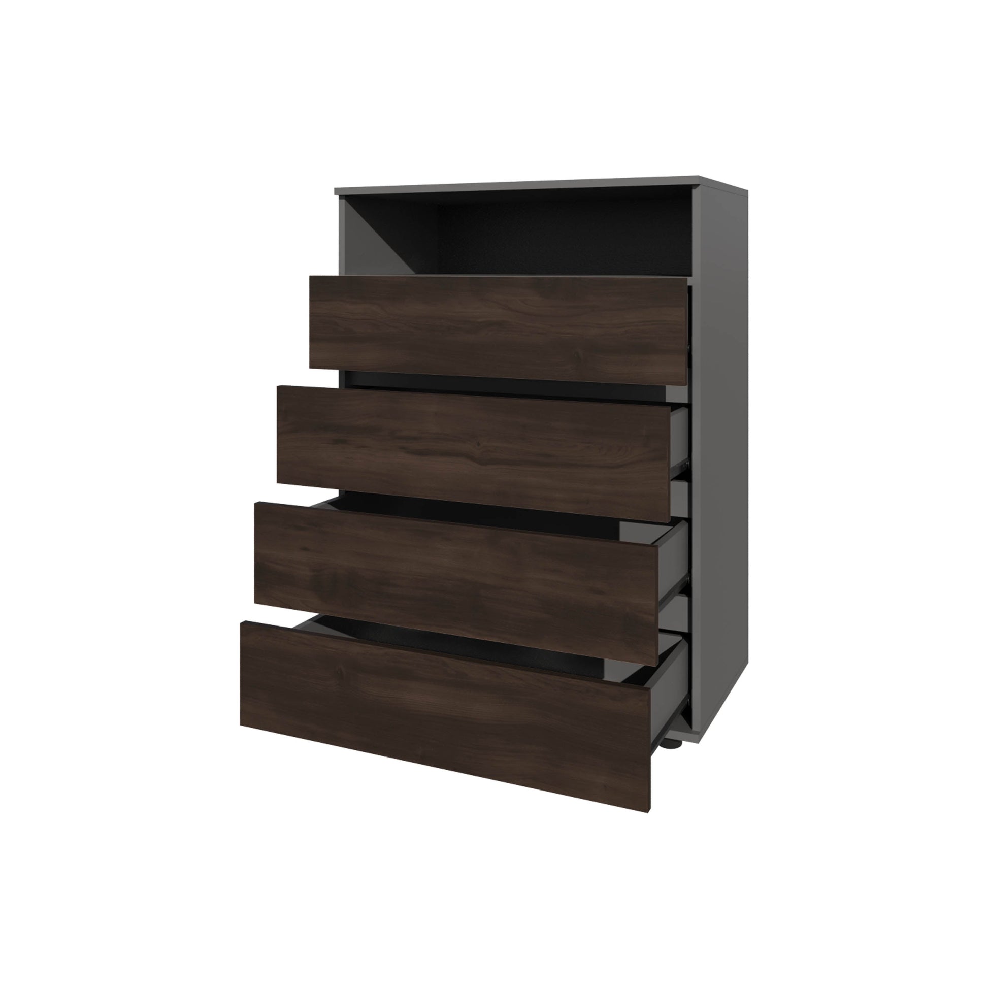 Grey Brown 4 Drawer Dresser Modern Bedroom Storage