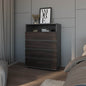 Stained Walnut 4-Drawer Dresser with Open Shelf