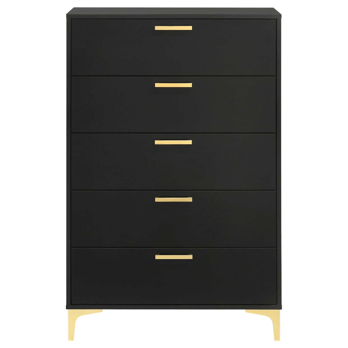 Black & Gold 5-Drawer Chest - Bedroom Dresser