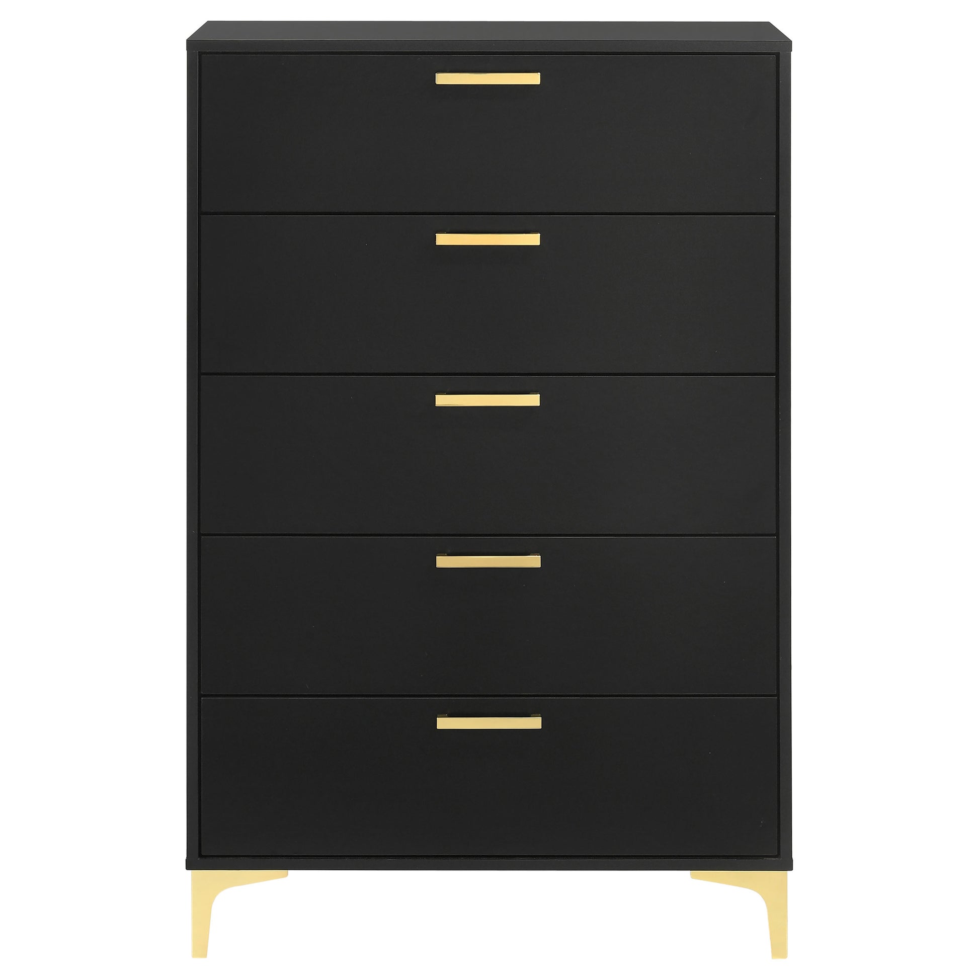 Black & Gold 5-Drawer Chest - Bedroom Dresser