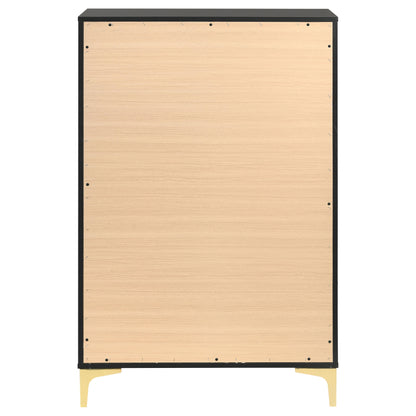 Black & Gold 5-Drawer Chest - Bedroom Dresser