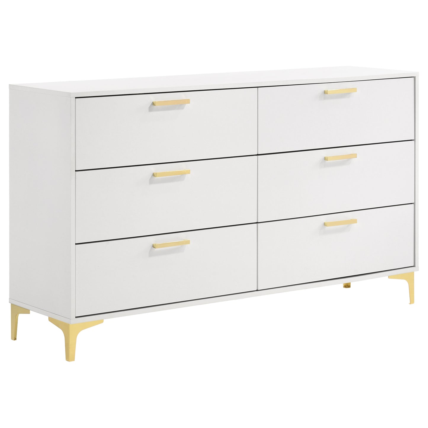 White Wood 6 Drawer Dresser for Modern Bedroom Storage