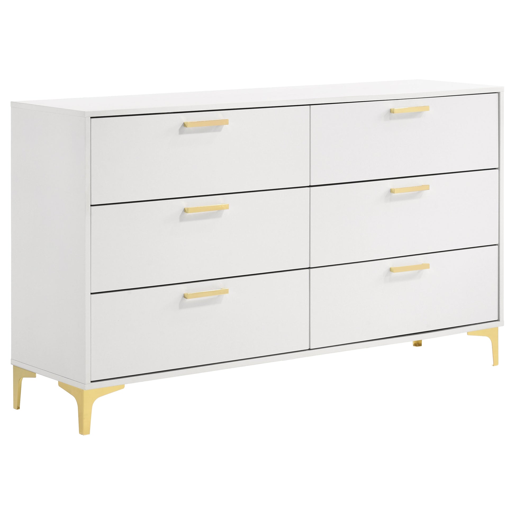 White Wood 6 Drawer Dresser for Modern Bedroom Storage