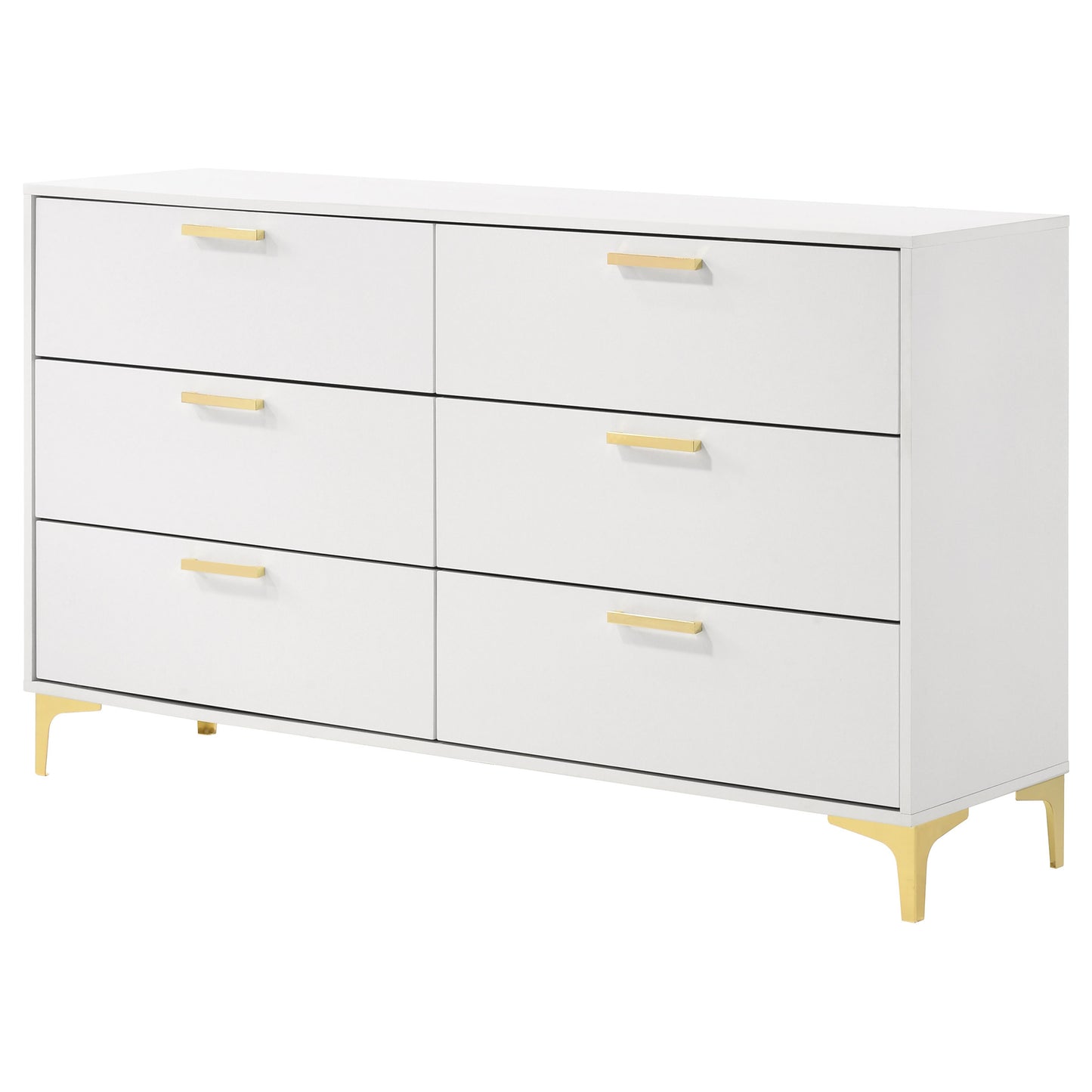 White Wood 6 Drawer Dresser for Modern Bedroom Storage