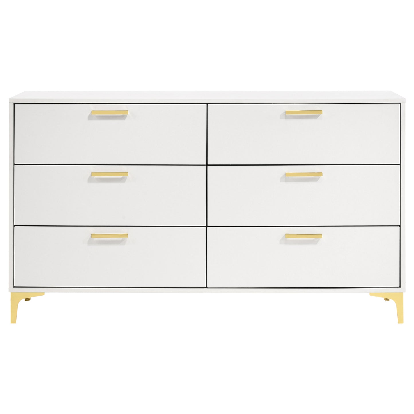White Wood 6 Drawer Dresser for Modern Bedroom Storage