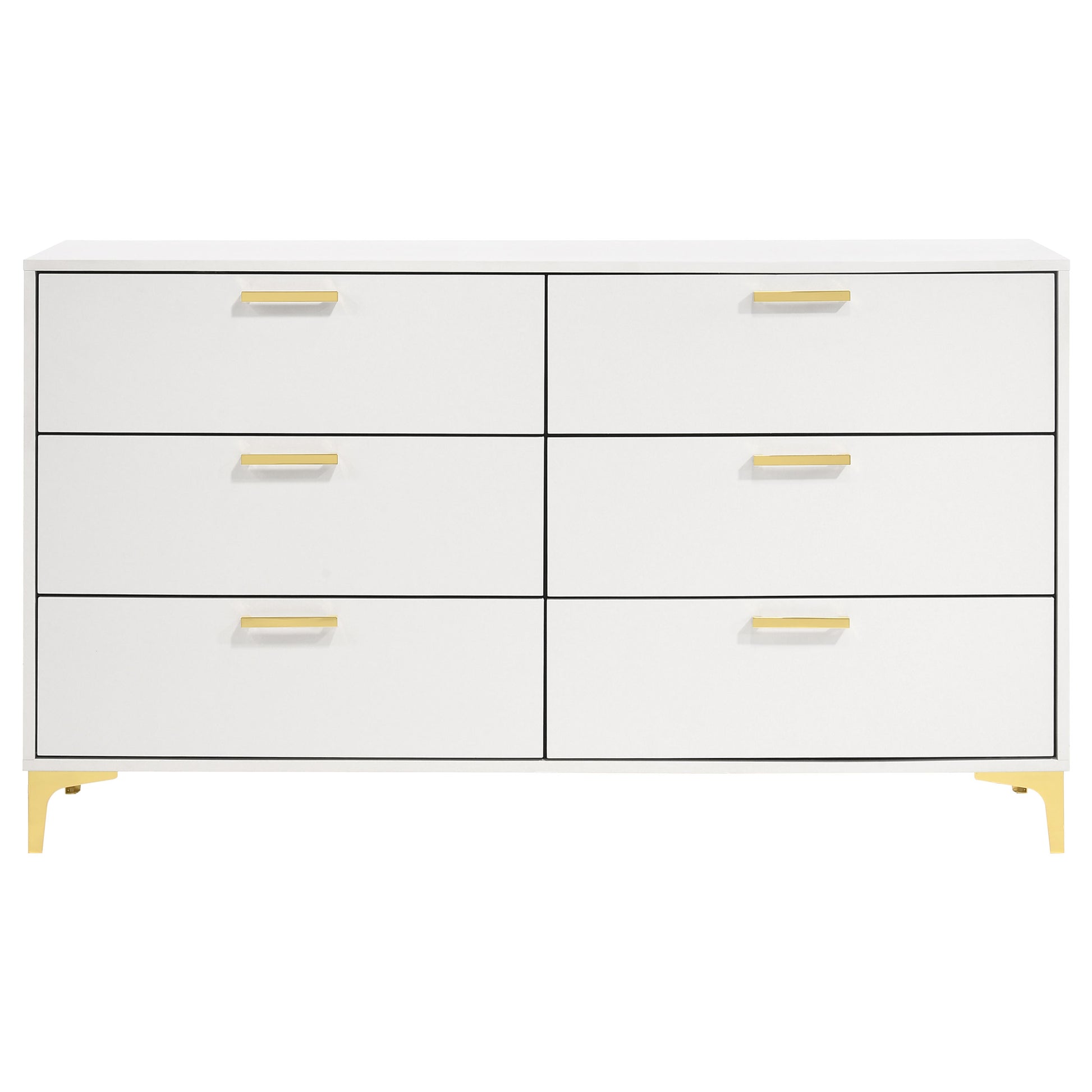White Wood 6 Drawer Dresser for Modern Bedroom Storage