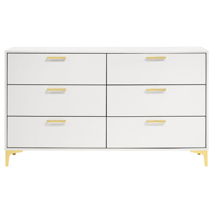White Wood 6 Drawer Dresser for Modern Bedroom Storage