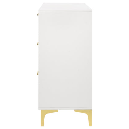 White Wood 6 Drawer Dresser for Modern Bedroom Storage