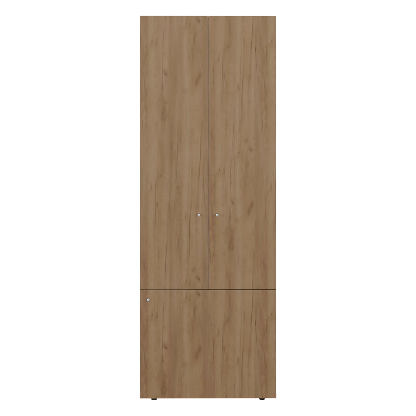 3-Door Natural Oak Tall Wardrobe Cabinet - 66.9" Wide for Bedroom