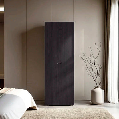 Wenge 2-Door Tall Wardrobe Cabinet - Bedroom Storage