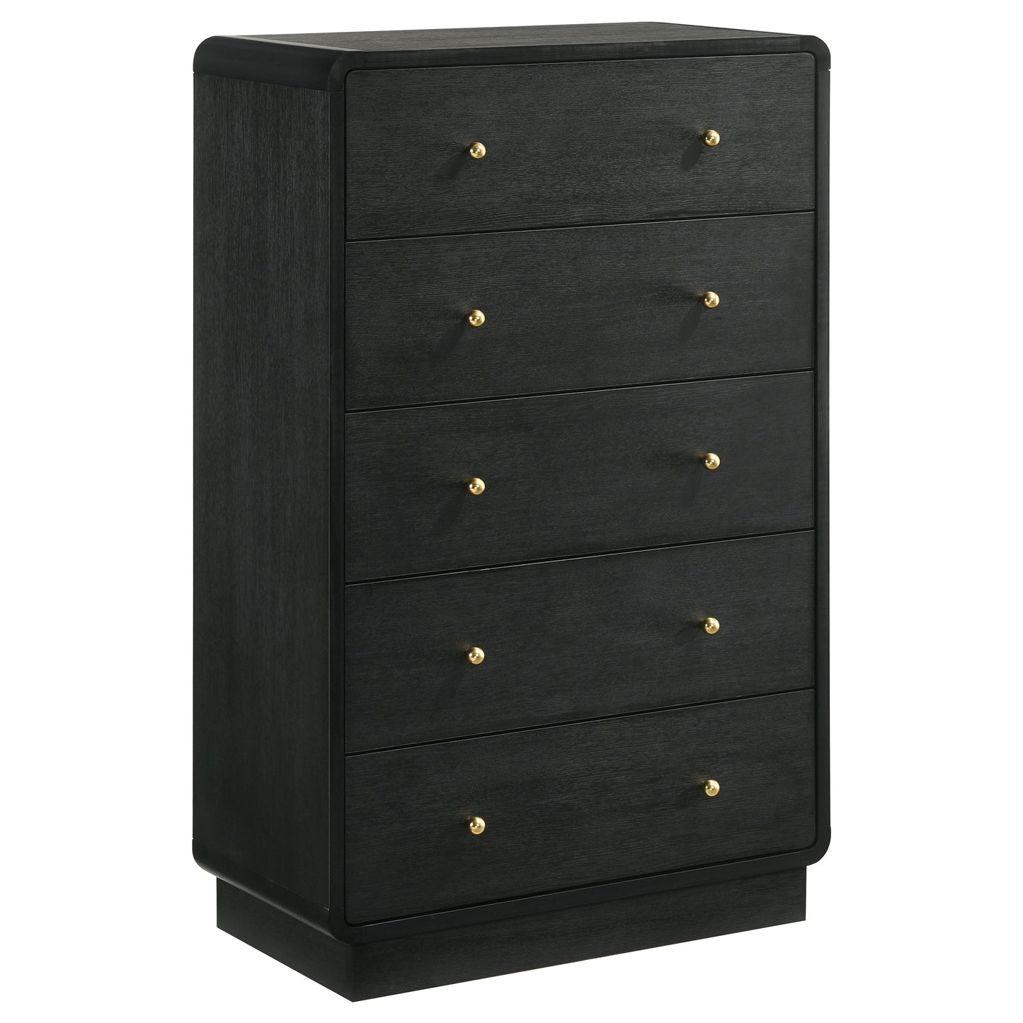 Burton Black 5-Drawer Chest - Mid-Century Modern Storage