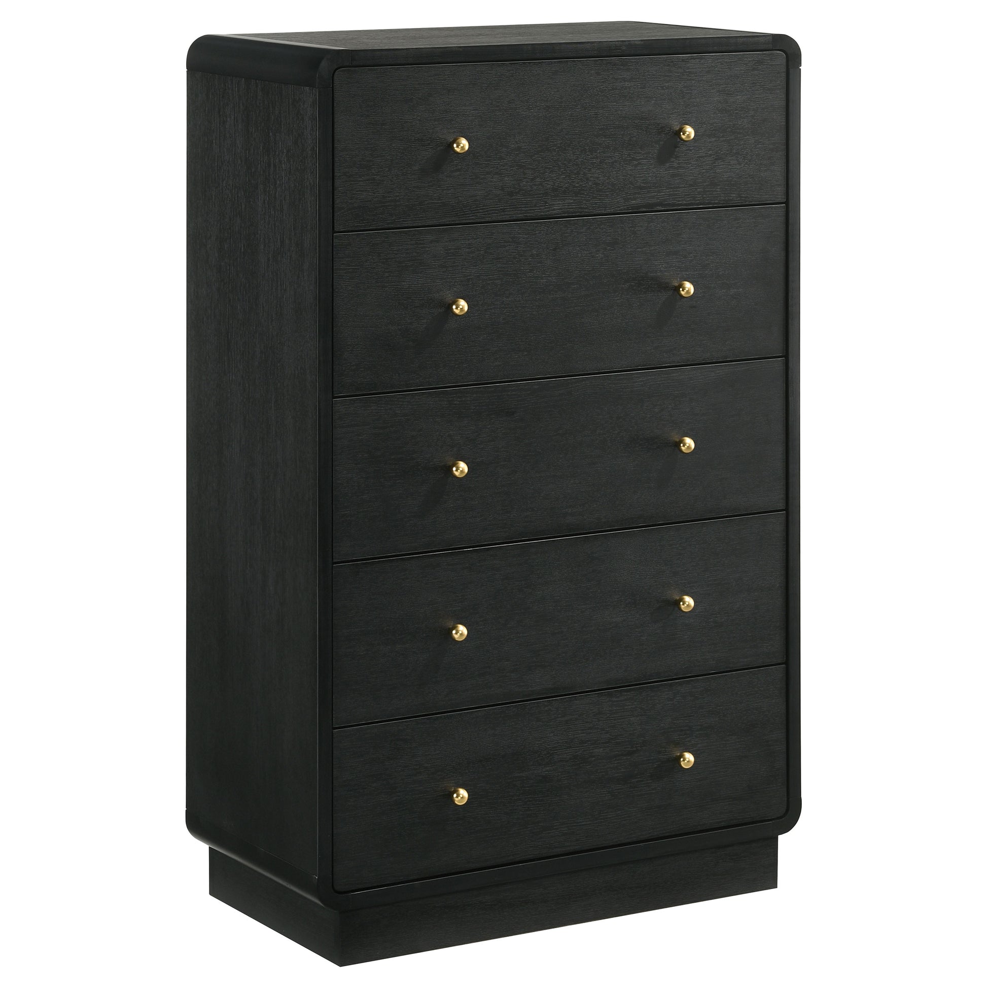 Burton Black 5-Drawer Chest - Mid-Century Modern Storage