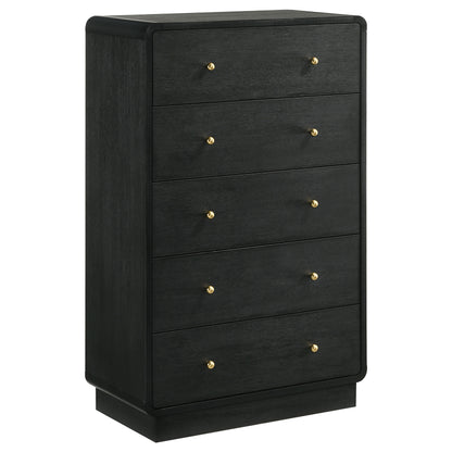 Burton Black 5-Drawer Chest - Mid-Century Modern Storage