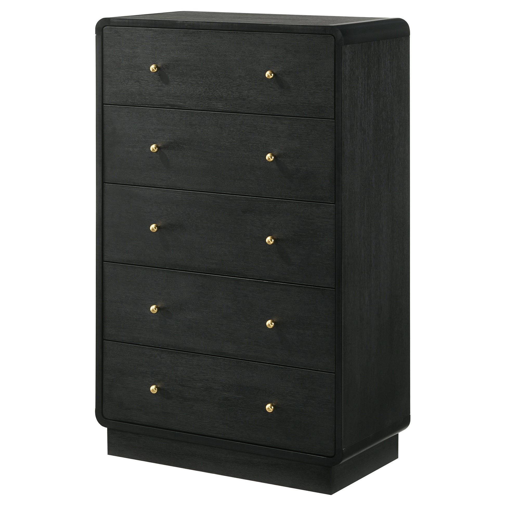 Burton Black 5-Drawer Chest - Mid-Century Modern Storage