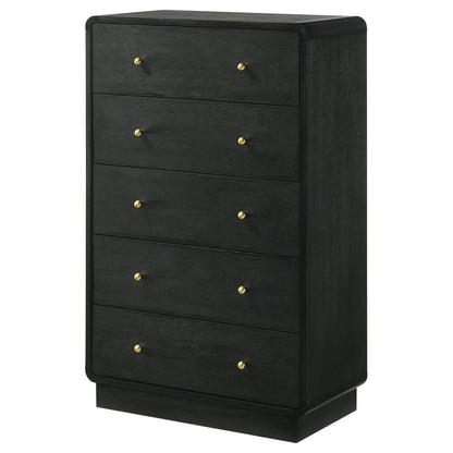 Burton Black 5-Drawer Chest - Mid-Century Modern Storage