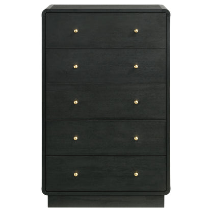 Burton Black 5-Drawer Chest - Mid-Century Modern Storage
