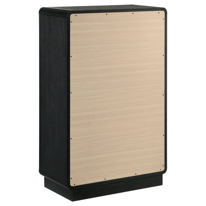 Burton Black 5-Drawer Chest - Mid-Century Modern Storage