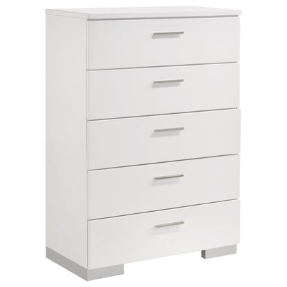 White 5-Drawer Chest - Modern Bedroom Storage