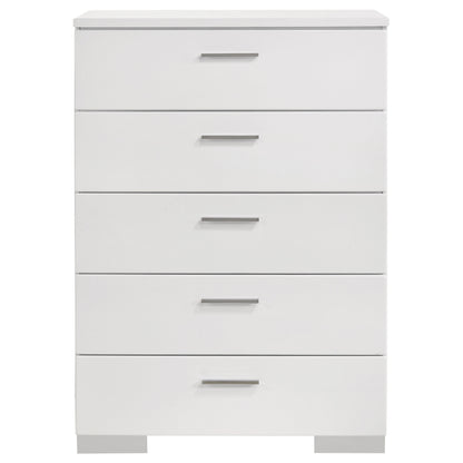 White 5-Drawer Chest - Modern Bedroom Storage