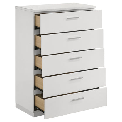 White 5-Drawer Chest - Modern Bedroom Storage