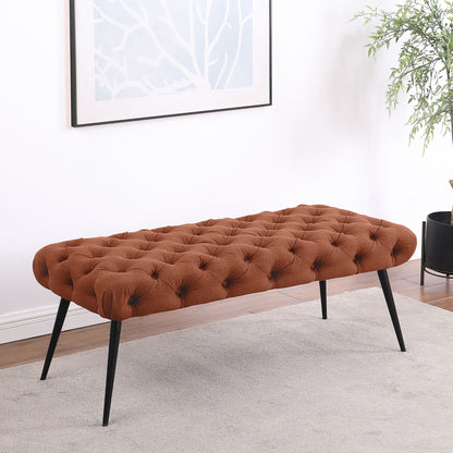 Galiano Rust Upholstered Tufted Bench