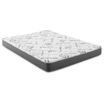 Twin Size White Upholstered Mattress with Bamboo Cover