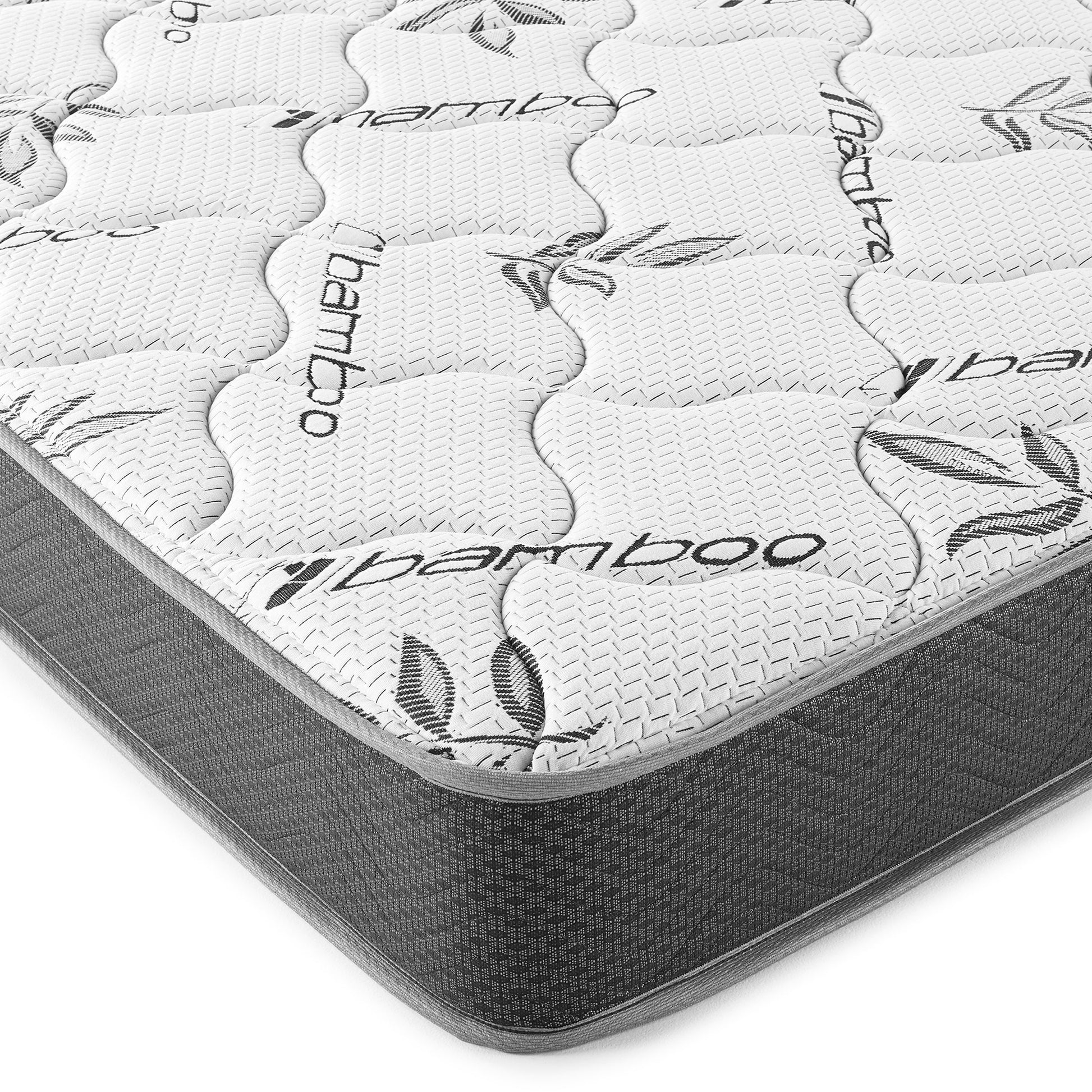 Twin Size White Upholstered Mattress with Bamboo Cover