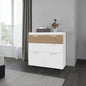 White and Natural Oak Storage Cabinet with Drawers