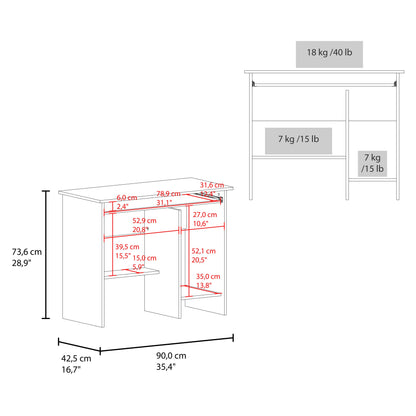 White Computer Desk with Open Storage - Compact Design for Home Office