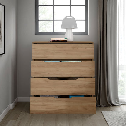 31.5" Oak Modern 4-Drawer Dresser for Bedroom Storage