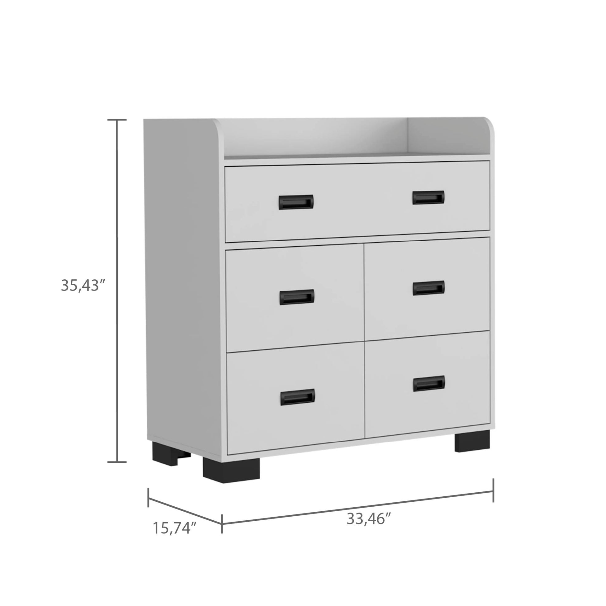 White 5-Drawer Dresser - Bedroom Storage
