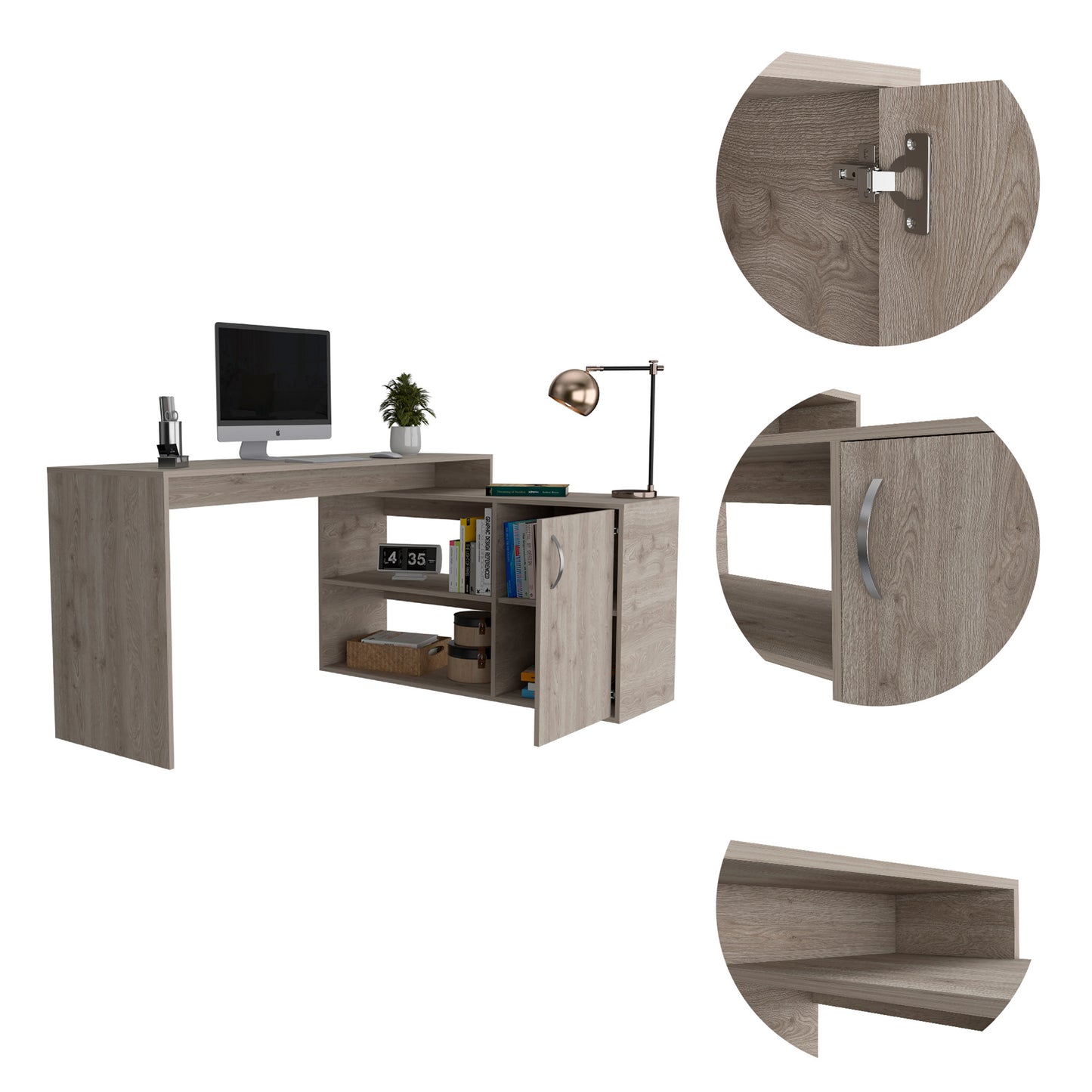 Light Gray L-Shaped Writing Desk - 59.64" Workspace