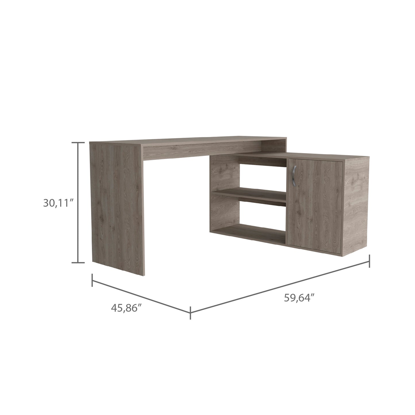 Light Gray L-Shaped Writing Desk - 59.64" Workspace