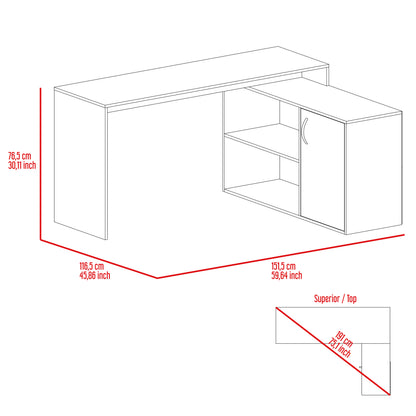 Light Gray L-Shaped Writing Desk - 59.64" Workspace