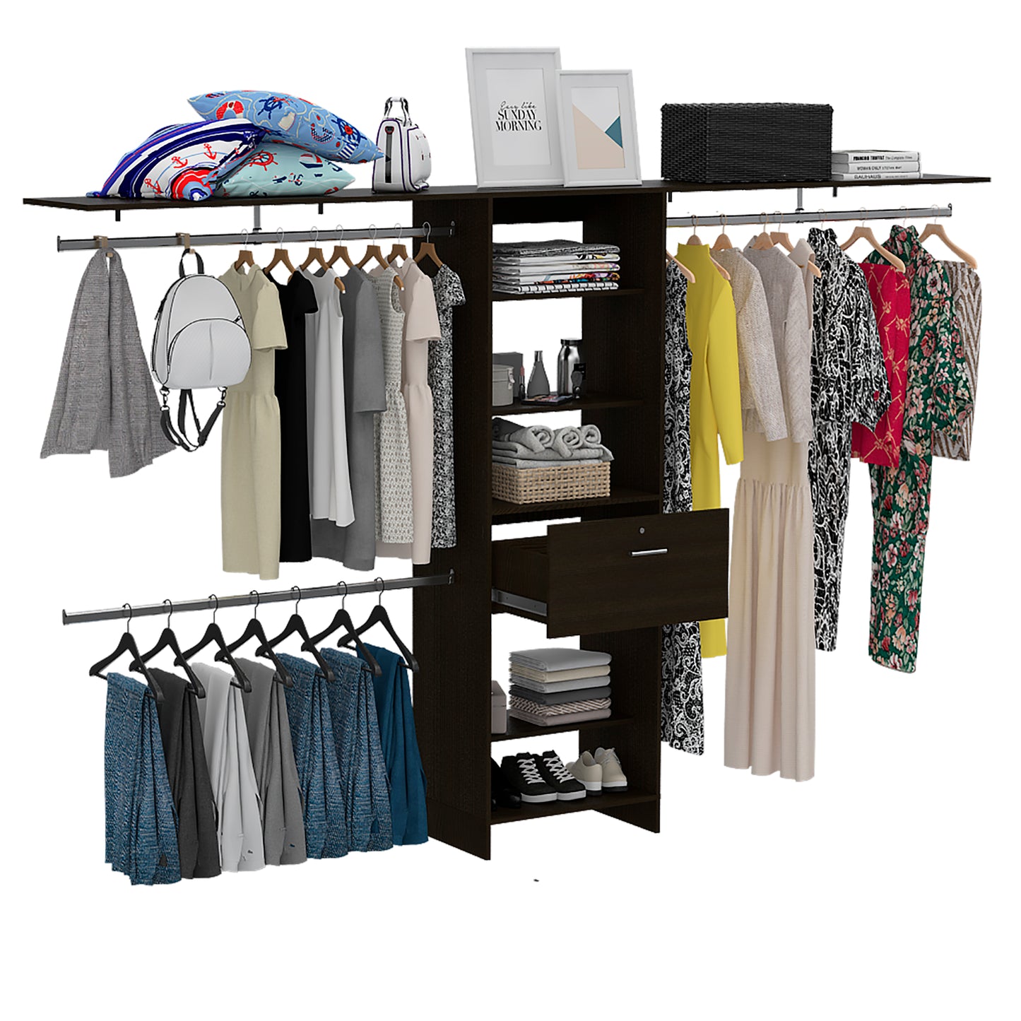 Bergen 1-Drawer Closet System - Black Storage Unit