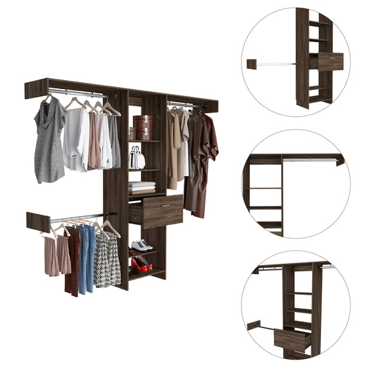 Brown 16.3" x 98.4" Bedroom Storage Unit
