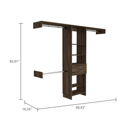 Brown 16.3" x 98.4" Bedroom Storage Unit