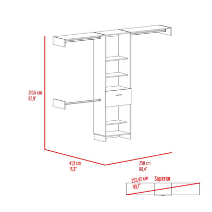 Brown 16.3" x 98.4" Bedroom Storage Unit