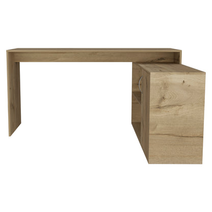 Light Oak L-Shaped Office Desk - Storage & Workspace