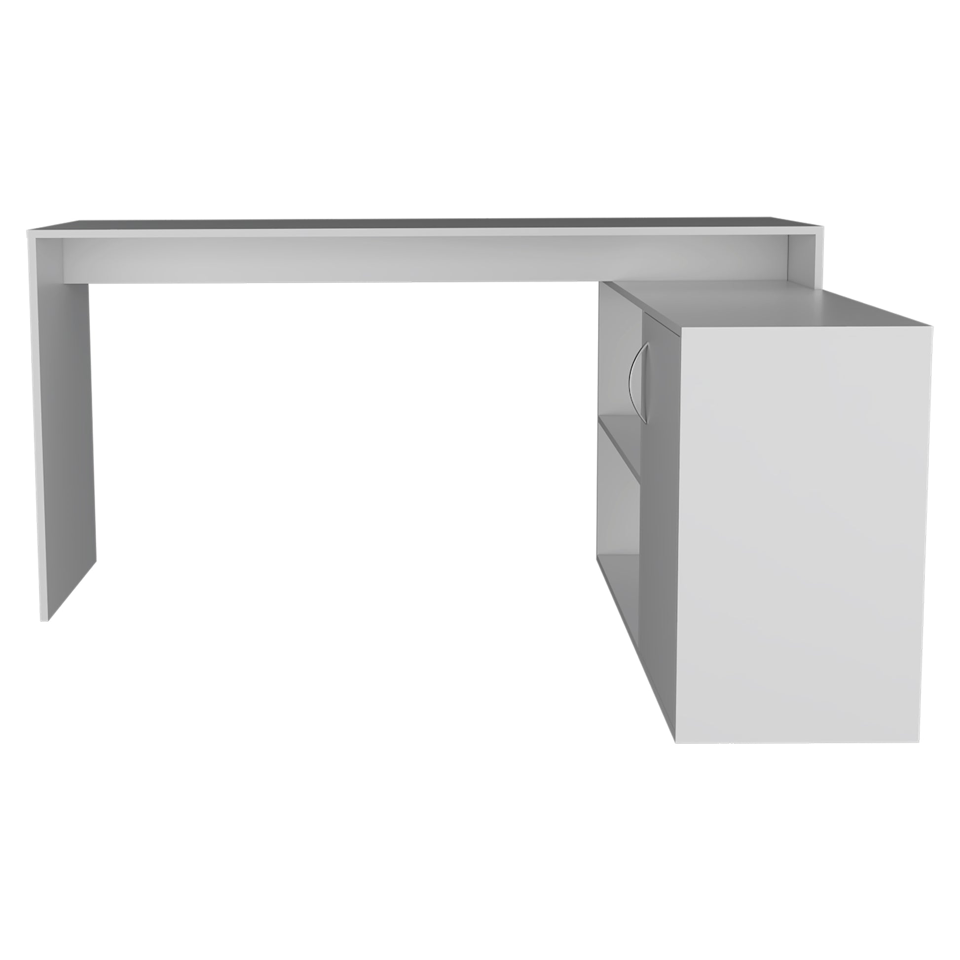 White L-Shaped Corner Office Desk with Shelves