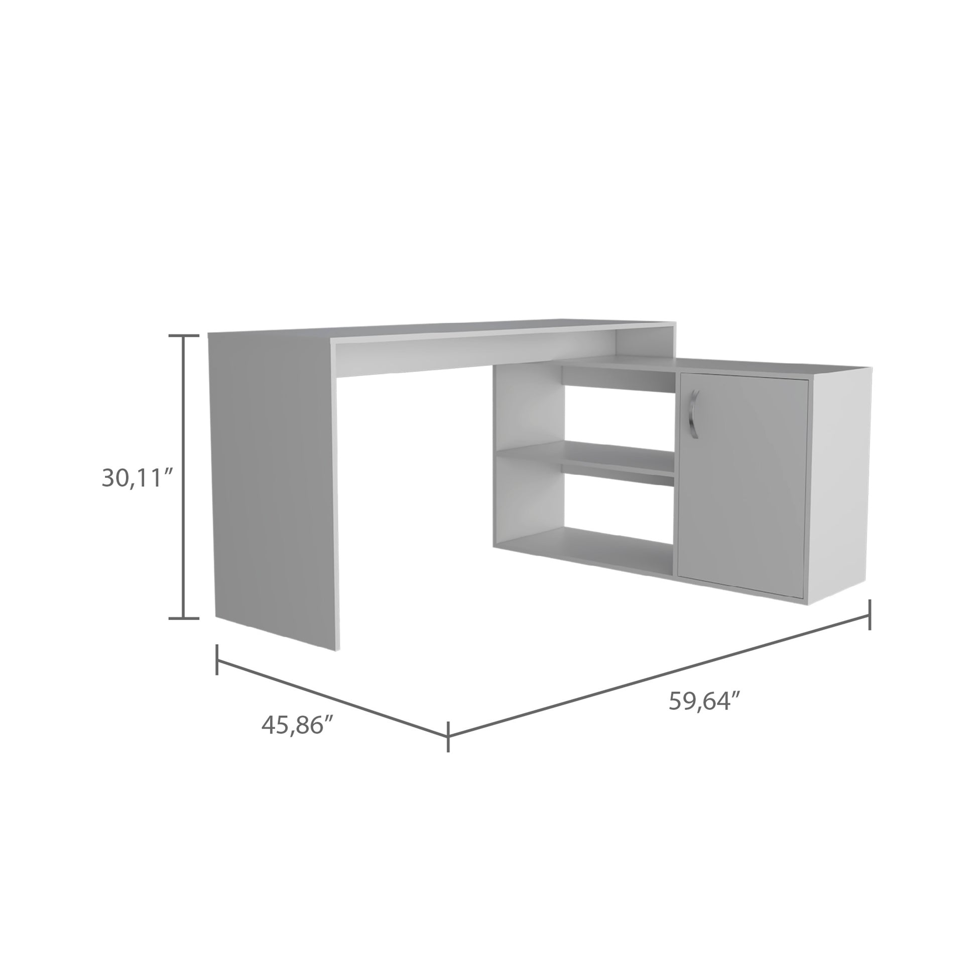 White L-Shaped Corner Office Desk with Shelves