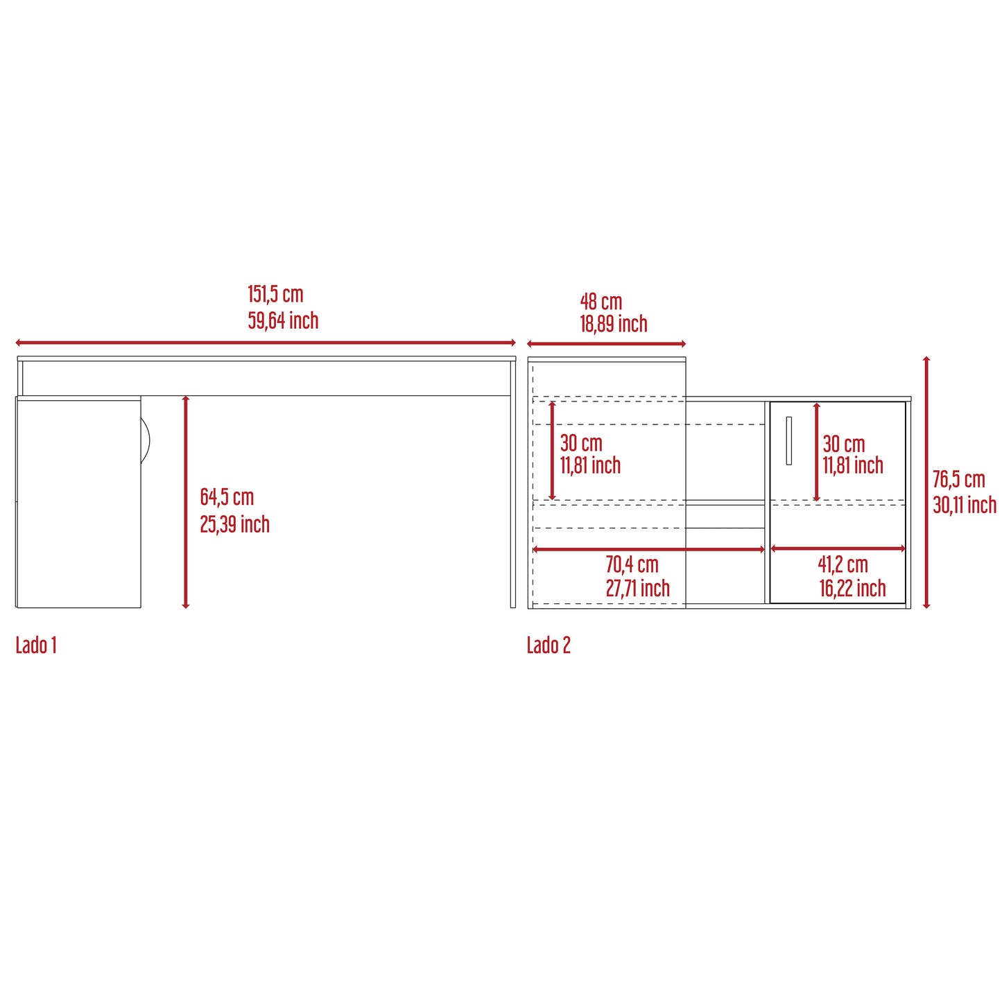 White L-Shaped Corner Office Desk with Shelves