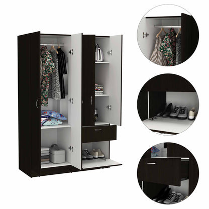1-Drawer Rectangle Armoire Wenge and White - Dressers, Chests & Wardrobes
