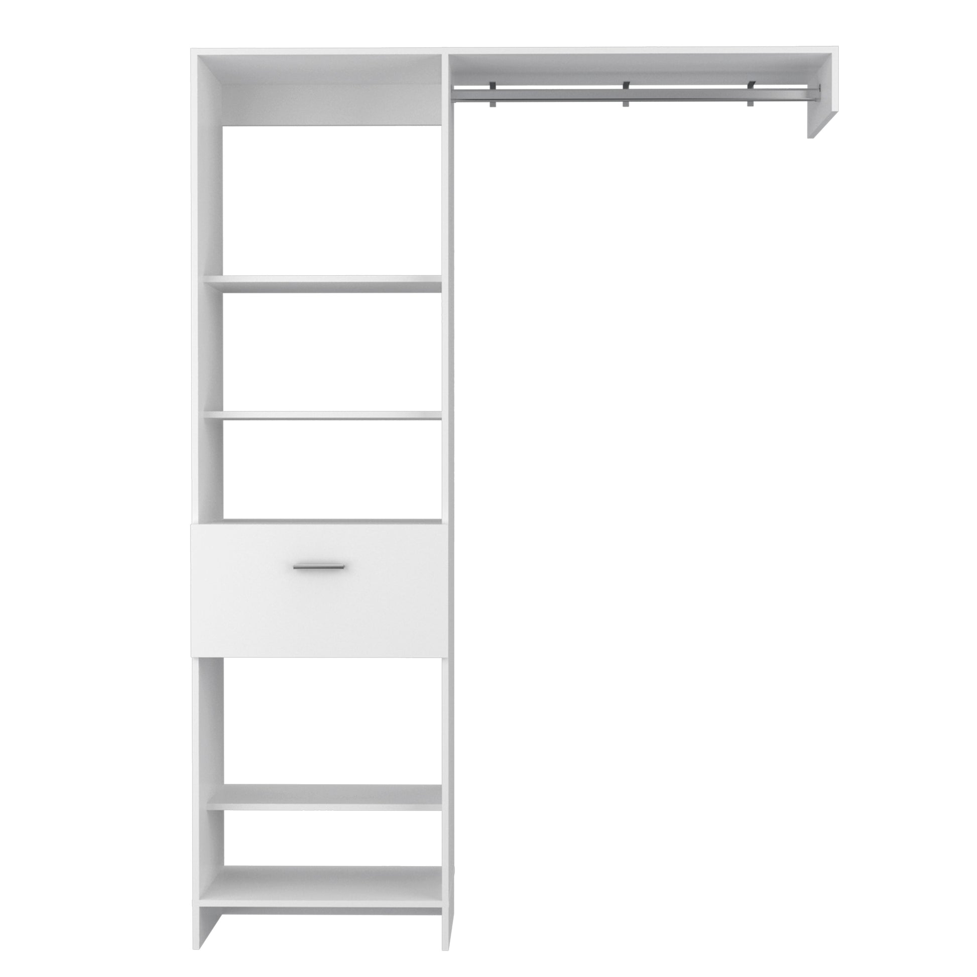 White 4-Shelf Closet System with Drawer for Bedroom