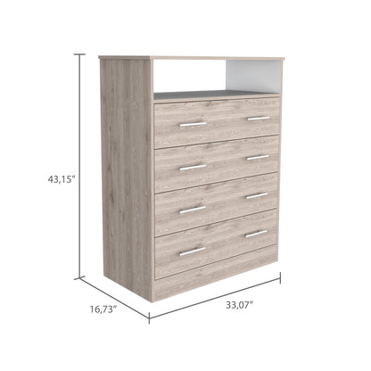 Light Gray 4-Drawer Rectangle Dresser - Bedroom Storage