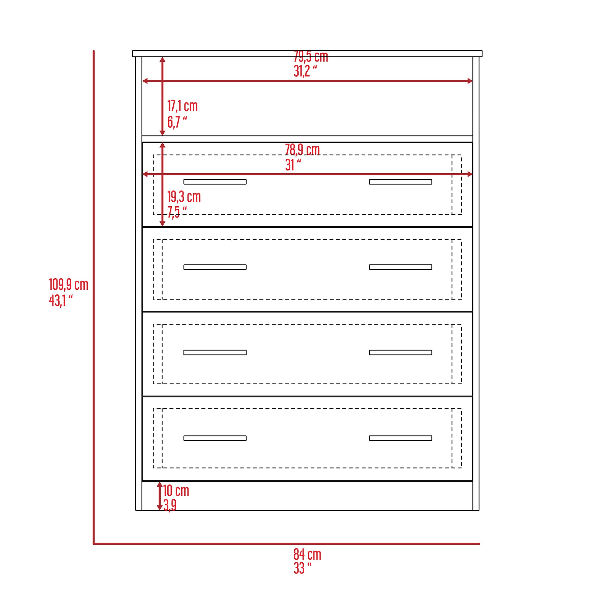 Light Gray 4-Drawer Rectangle Dresser - Bedroom Storage