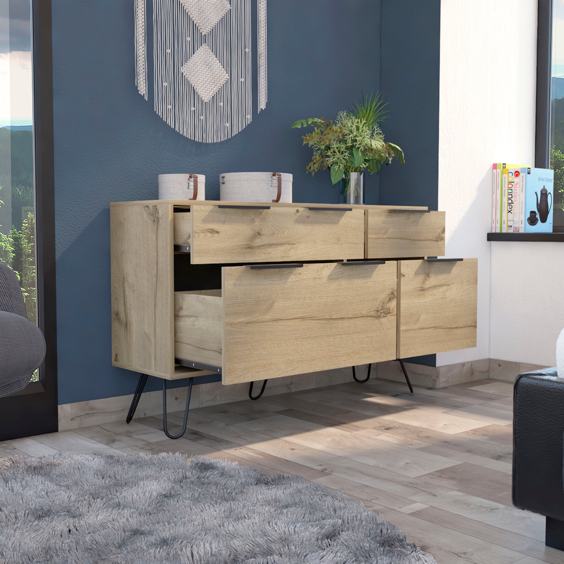 Light Oak 4-Drawer Dresser - Bedroom Storage