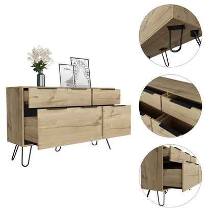 Light Oak 4-Drawer Dresser - Bedroom Storage