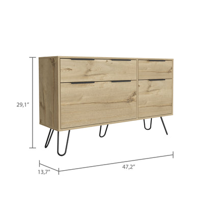 Light Oak 4-Drawer Dresser - Bedroom Storage